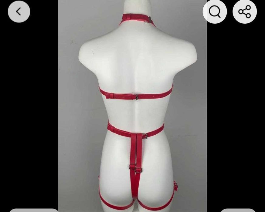 Портупея шкірзам червона 18+