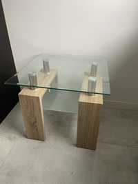 Stolik szklany drewniany
