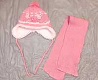 Зимний комплект шапка и шарф на девочку, размер 44-46