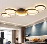Żyrandol, lampa sufitowa LED z pilotem, 3000K - 6500K, czarna