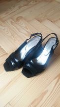 Czarne buty na obcasie, kwadratowe noski, 36