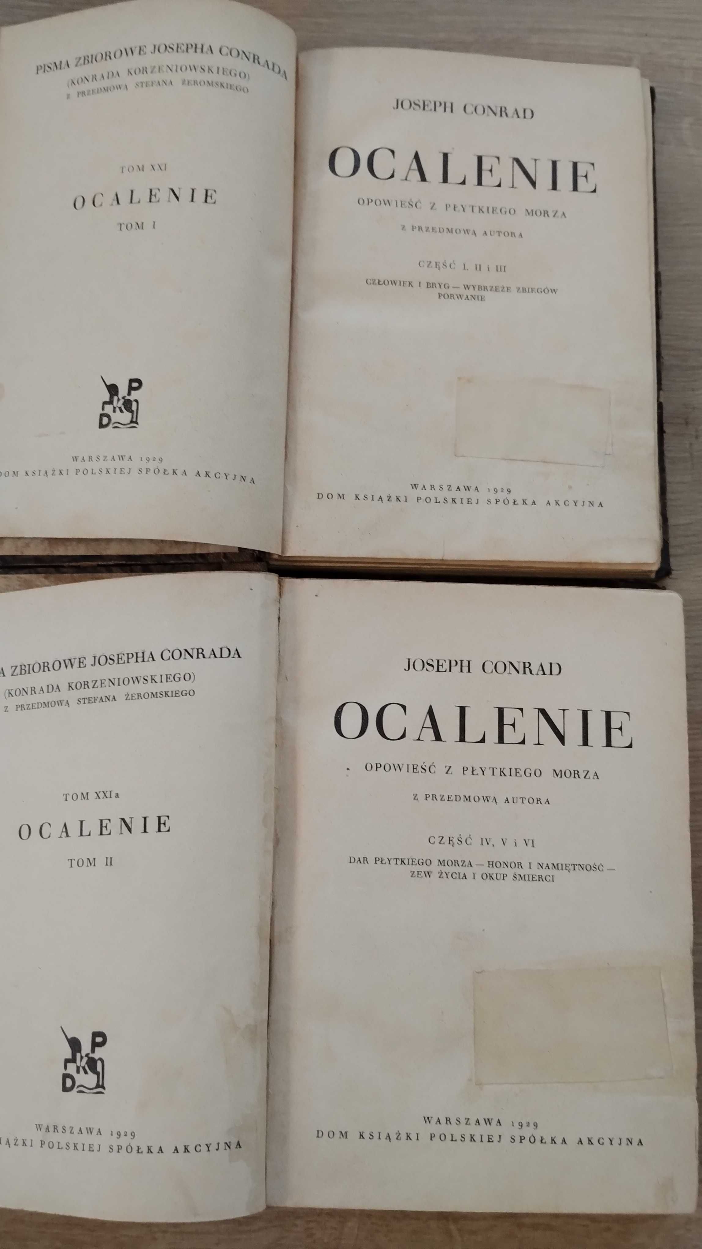 Joseph Conrad Ocalenie tom 1-2 opowieść z płytkiego morza 1929 twarda