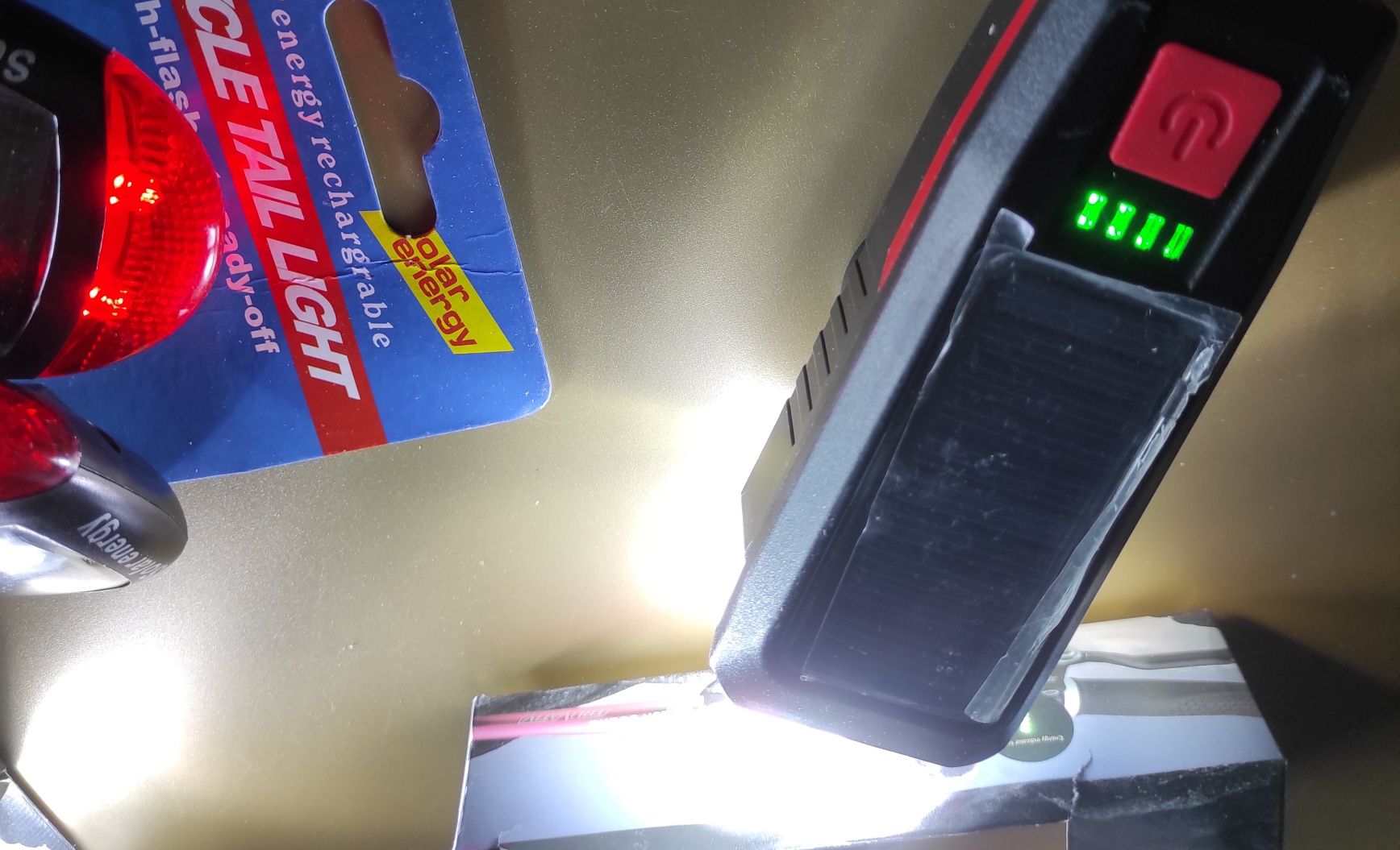 Solar dupla carga (solar + USB) luz branca da frente led + traseira