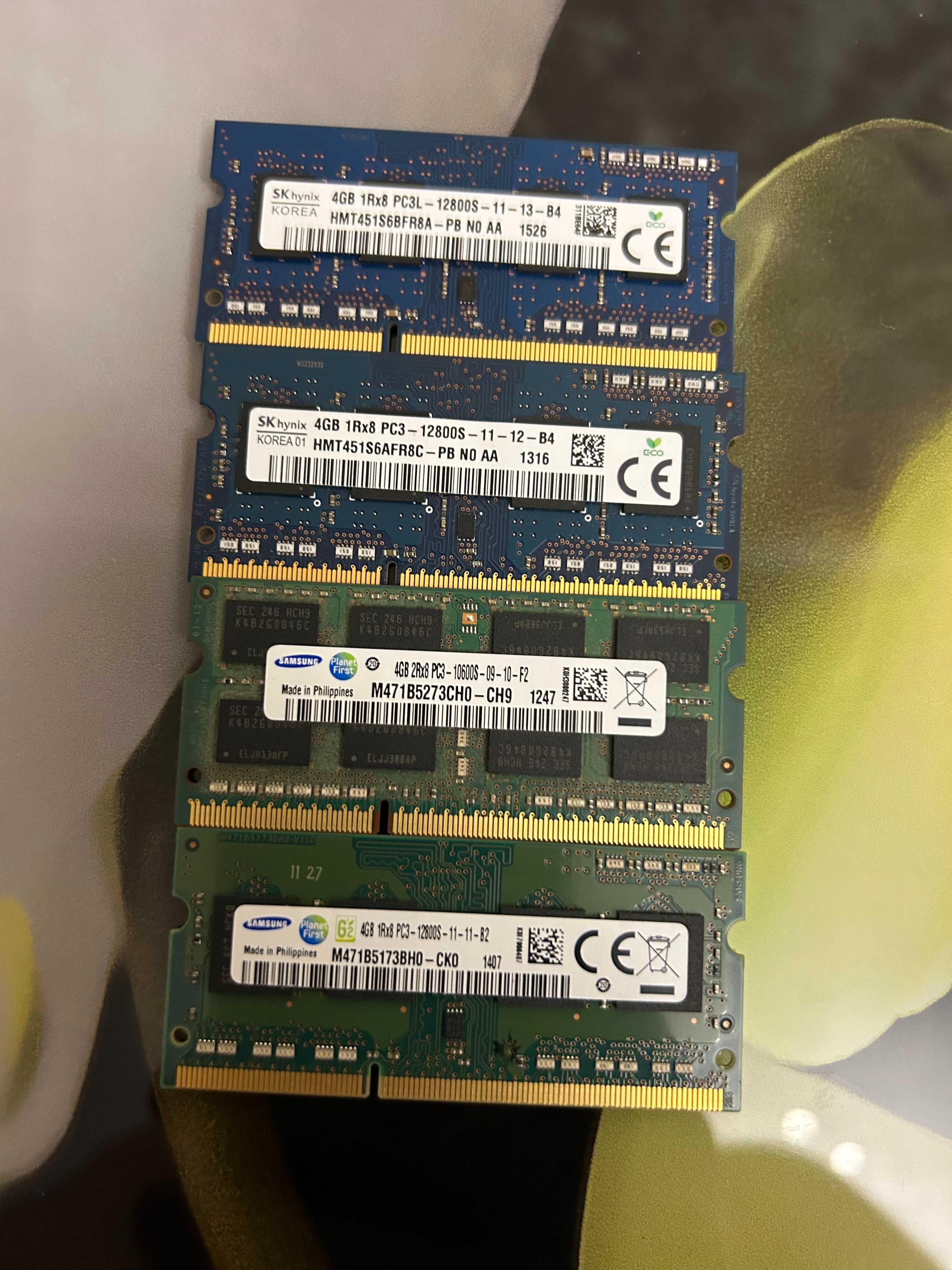 Память SoDIMM Samsung Hynix DDR3/DDR3L по 4Гб для ноутов