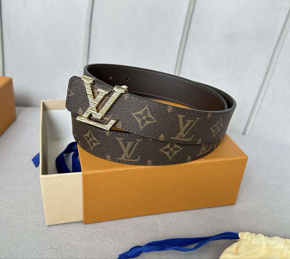 Пояс мужской Louis Vuitton ремень кожаный оригинал черный коричневый