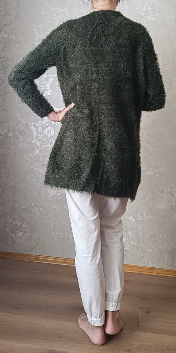 Зелений светр/кардиган мохнастик