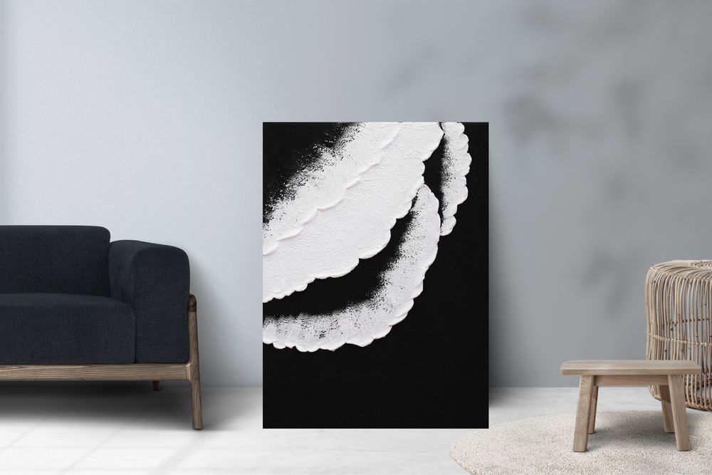 Текстурна інтерʼєрна картина Білі Хвилі 45х60