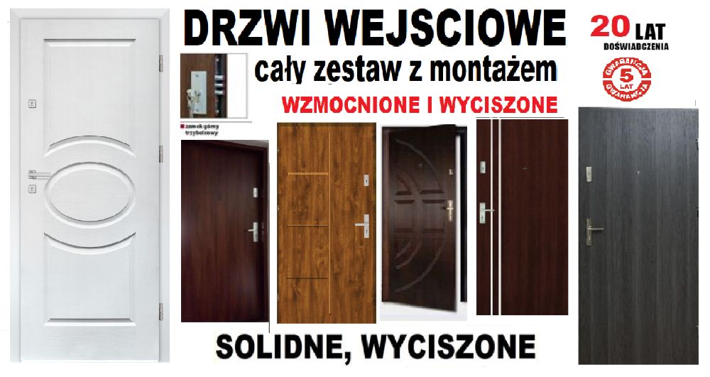 DRZWI do mieszkania z montażem zewnętrzne, wejściowe, wewnątrzklatkowe