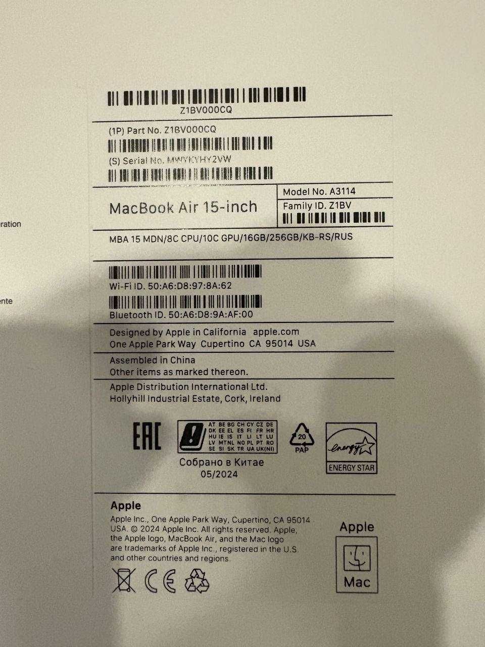 MacBook Air 15 M3 2024 Midnight