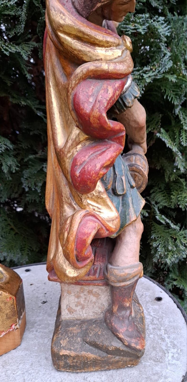 Figura 86cm drewno Święty Florian patron Strażaków Polichromia XIX/XX