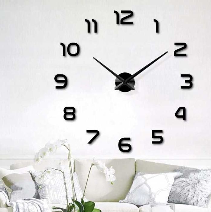 Zegar ścienny LOFT DIY 60-130cm naklejany czarny