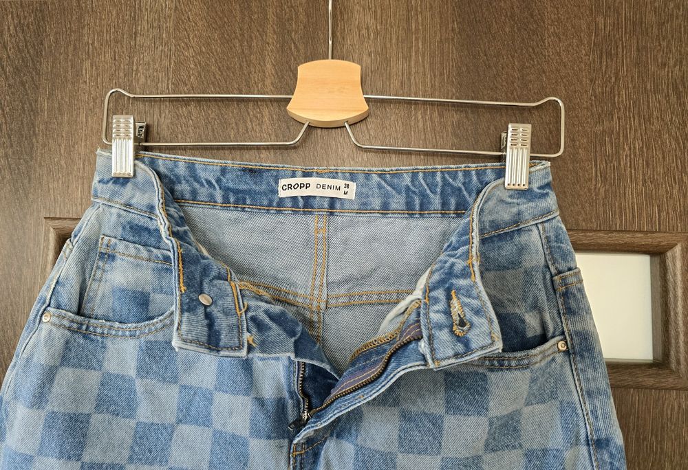 Cropp mini spódniczka jeansowa w kratkę M nowa