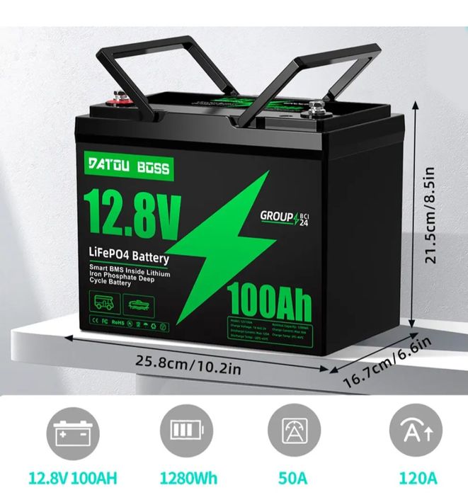 Акумулятор Datouboss, літієвий, LiFePO4, для інверторів, ДБЖ Powerbank