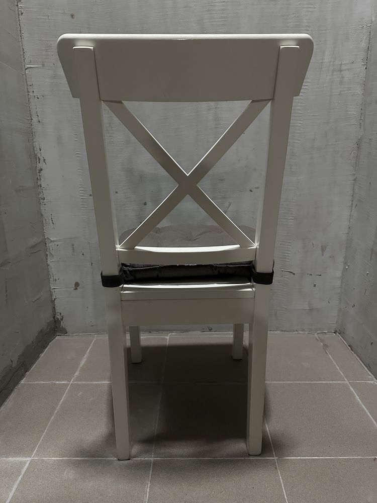 INGOLF Krzesło białe, z poduszką