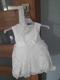 nowa sukienka biała na chrzest dla dziewczynki 6-9 miesięcy 68-74cm