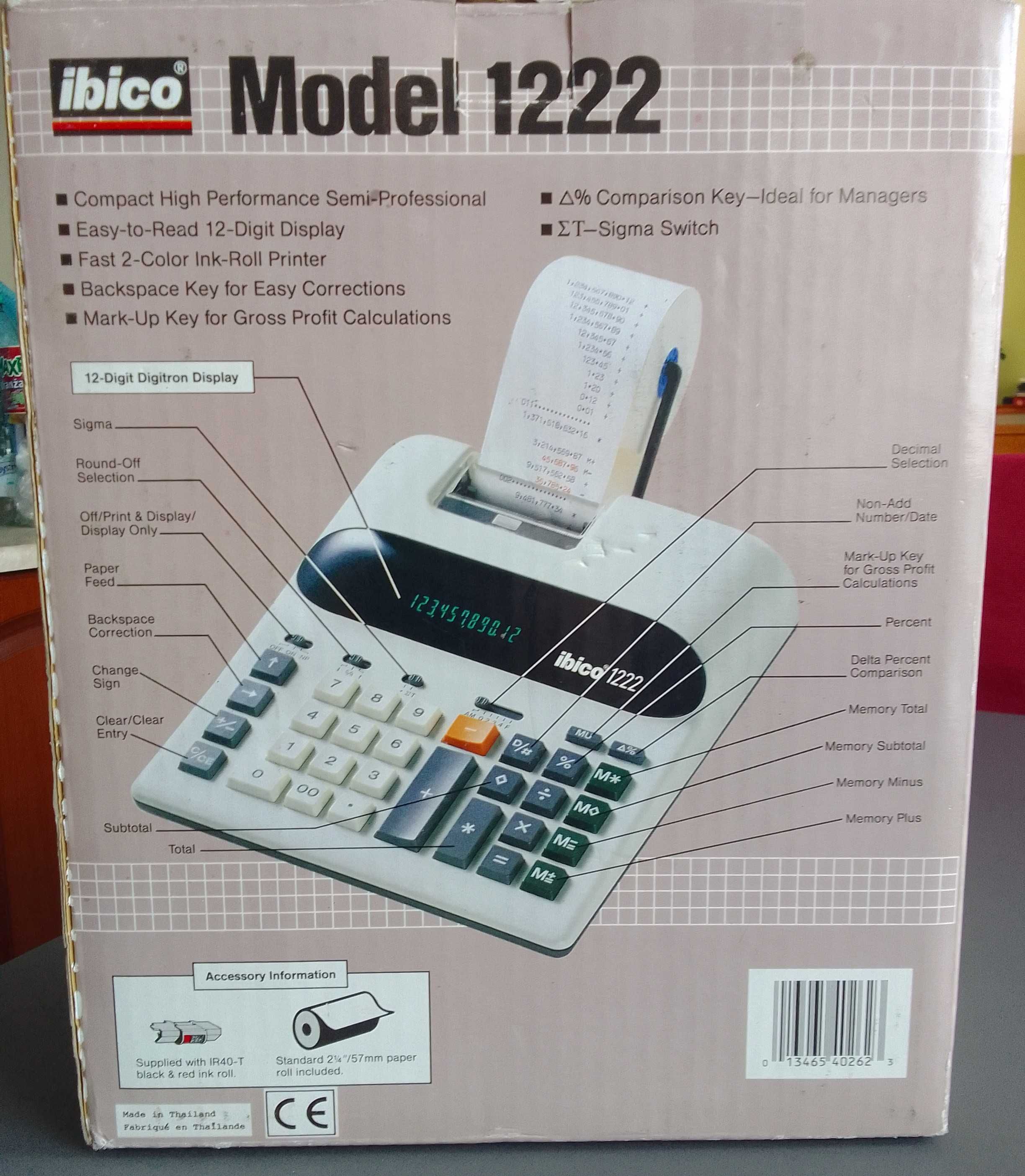 Kalkulator biurowy IBICO 1222 z drukarką + 4 rolki papieru NOWY Tanio!