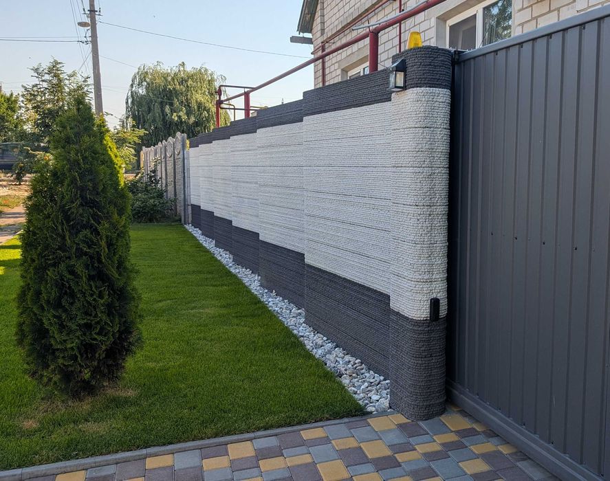 Крафтовий 3D паркан забор бетон Сучасний стиль під ключ Вся Україна