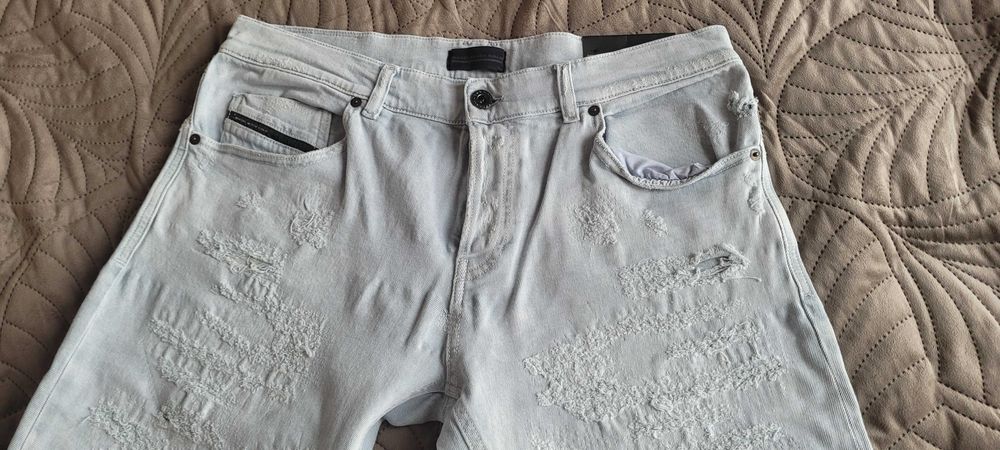 34 Diesel black gold nowe z metka jeans denim spodnie poprzecierane