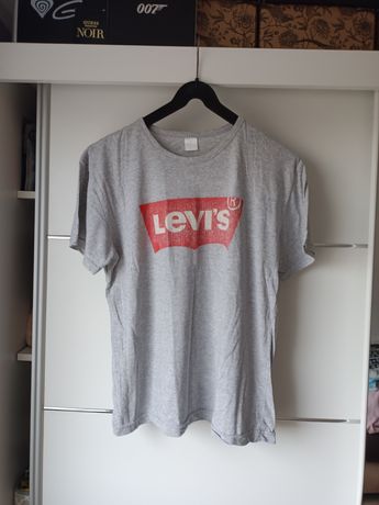 Koszulka t-shirt męska bluzka Levi's logo klasyczna szara oversize S