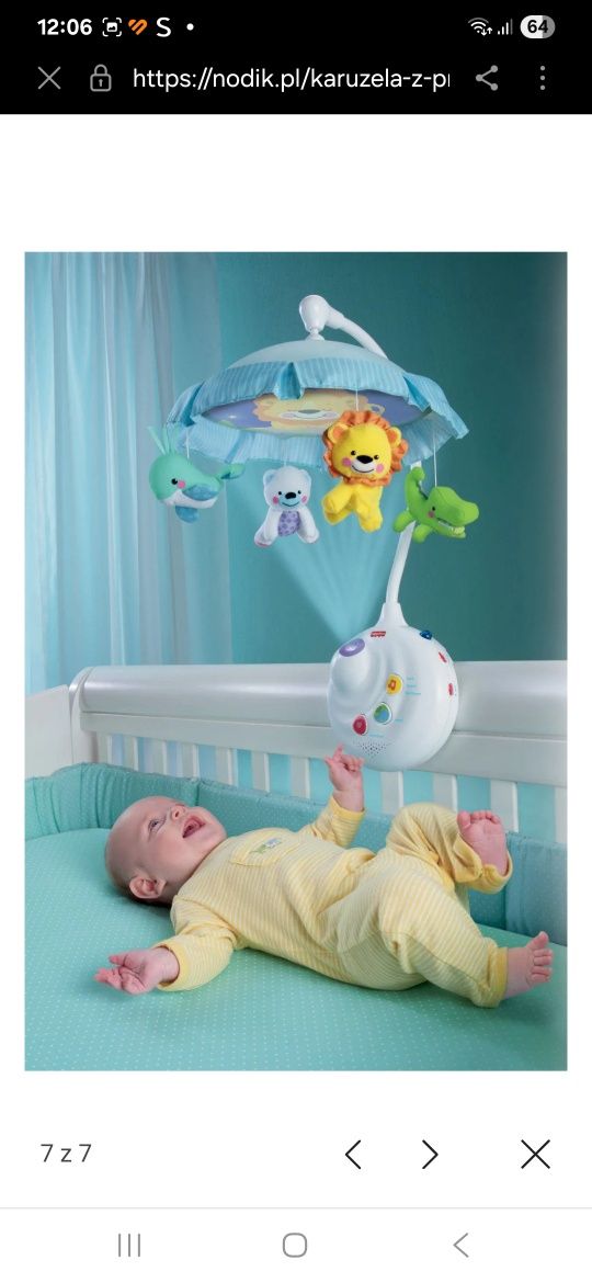 Pozytywka projektor na łóżeczko Fisher price