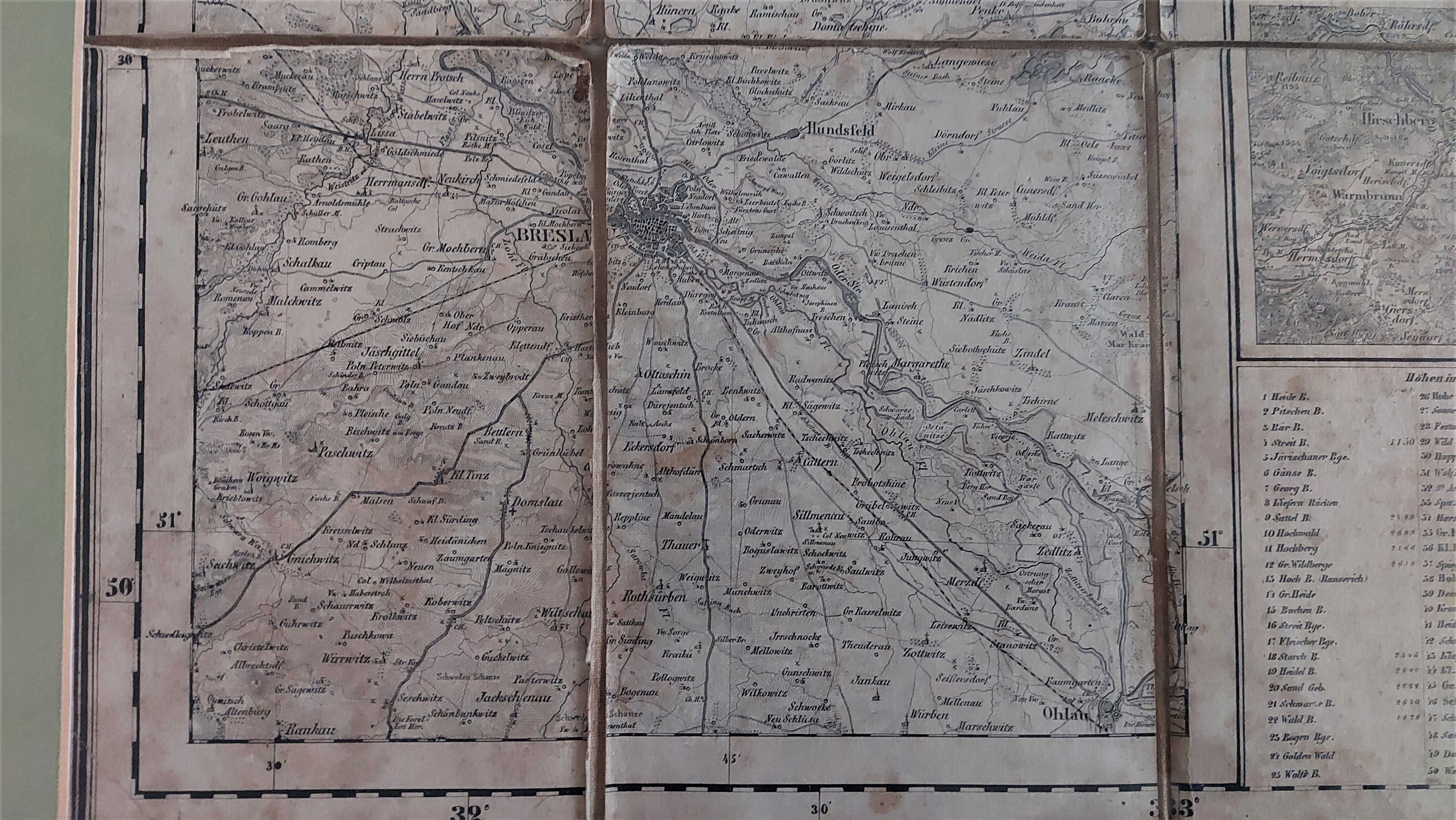 Mapa Dolnego Śląska 1857 r. oryginał