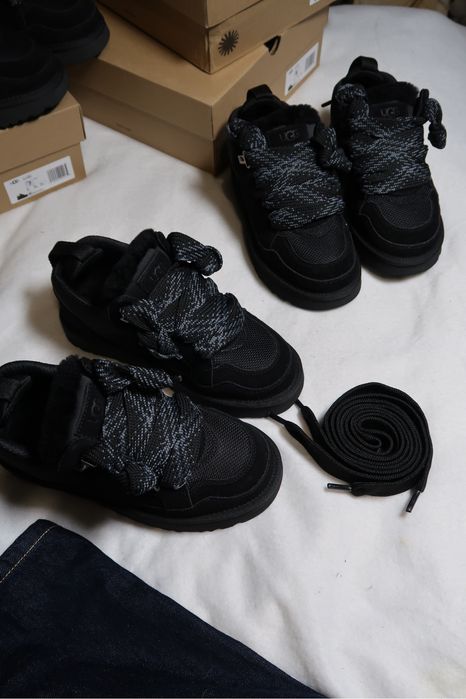 36-41‼️ Дуті Ugg Lowmel Sneaker Black угг ловмел чорні широкі шнурки