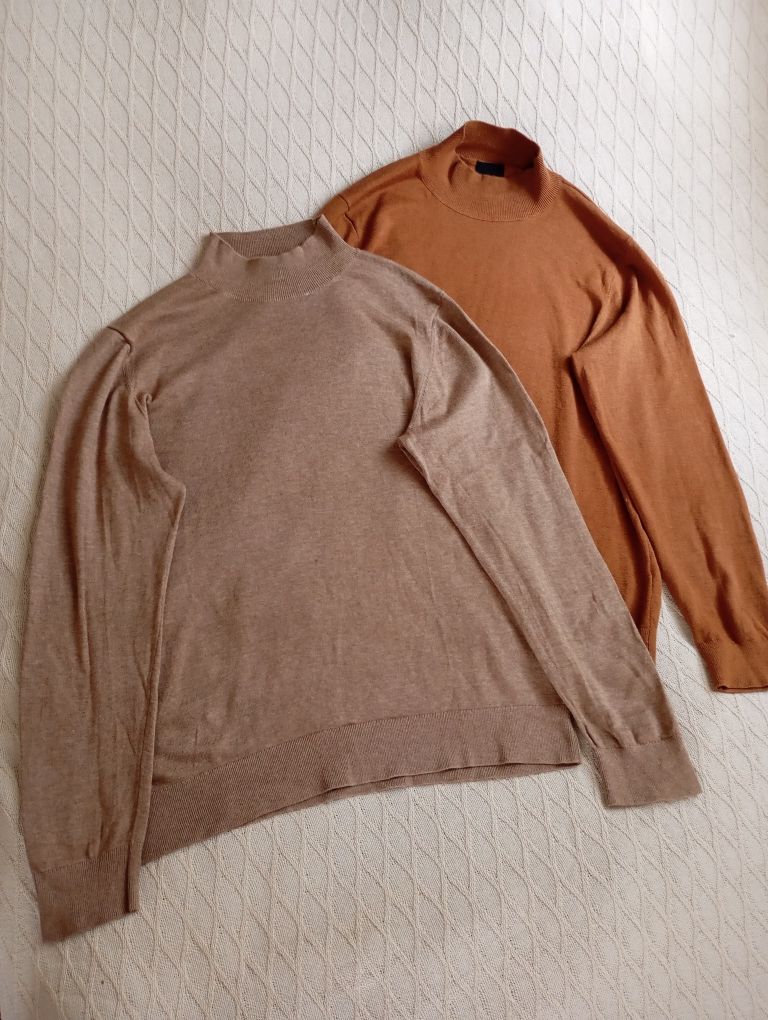 H&M L bazowy cienki sweterek karmelowy