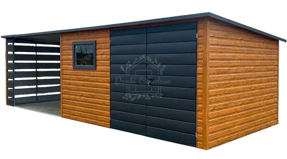 Schowek domek ogrodowy 3,8x2,5m wiata 3m  orzech drewnopodobny  ID1050