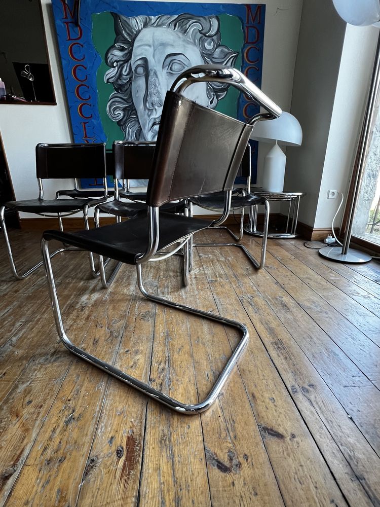 Thonet S33 Mart Stam skóra brąz, krzesło