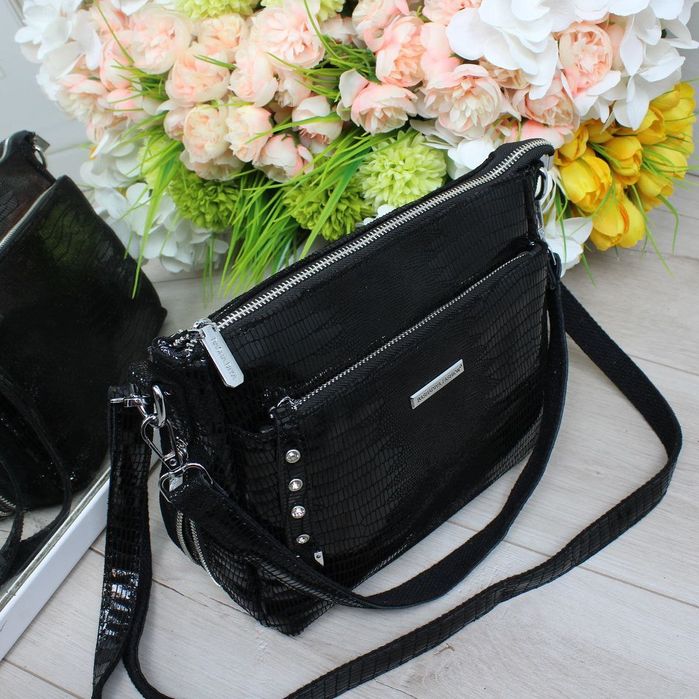 Неймовірна жіноча сумка із лазерної натуральної шкіри