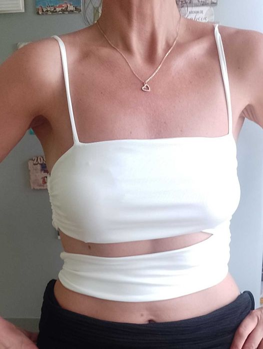 (M/L) Shein/ Biały Top, bluzka, NOWA