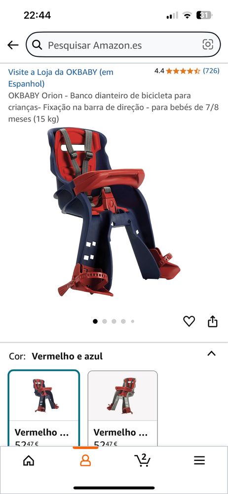 Cadeira de bebe e capacete para bicicleta