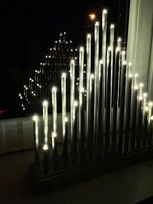 Nowy Adwentowy Świecznik Lampion LED Srebrny Diody Dekoracja Świąteczn