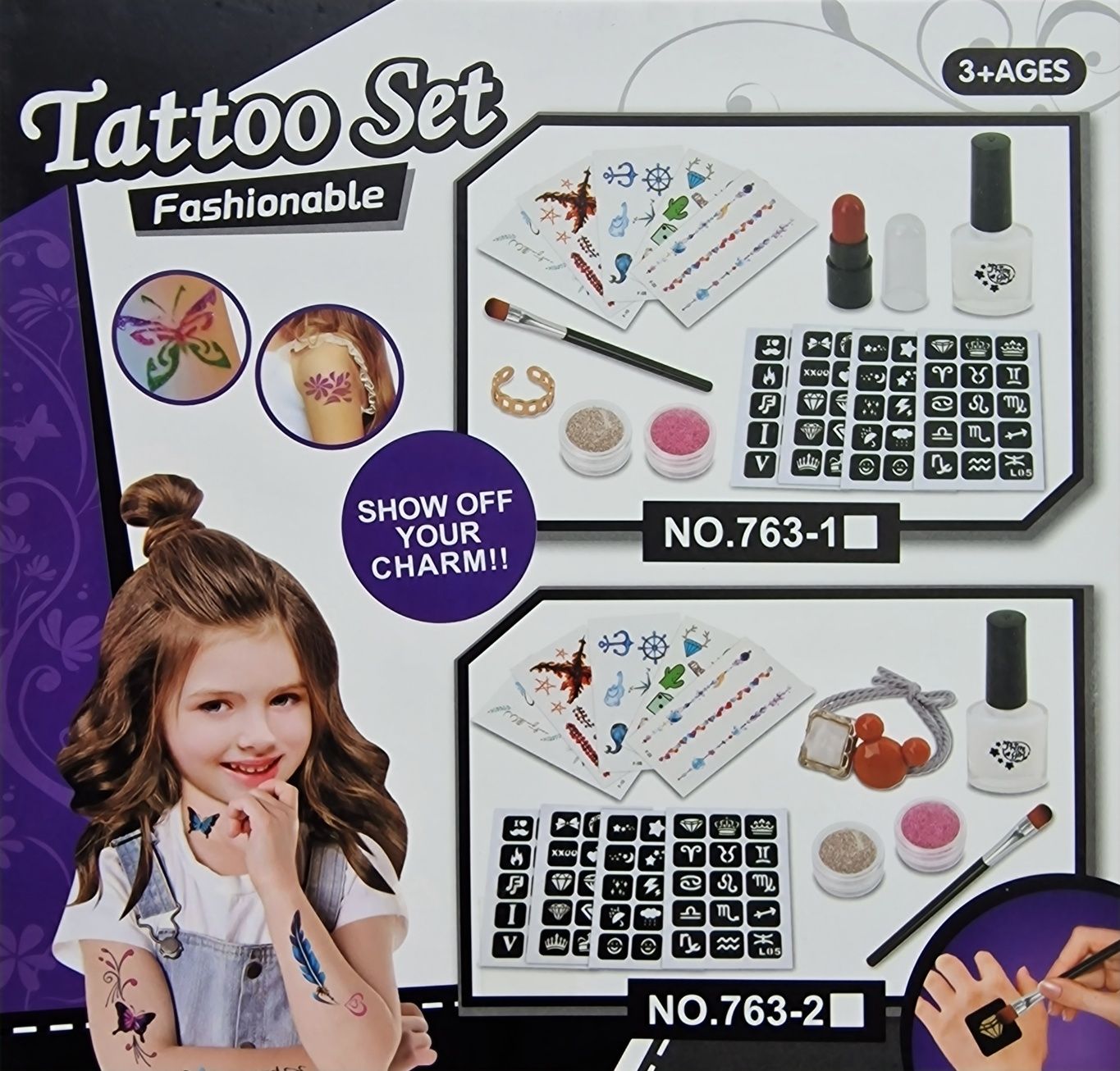 Modny zestaw tatuaży dla dziecka