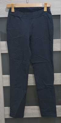 Nowe eleganckie damskie spodnie granatowe w białe kropki M L