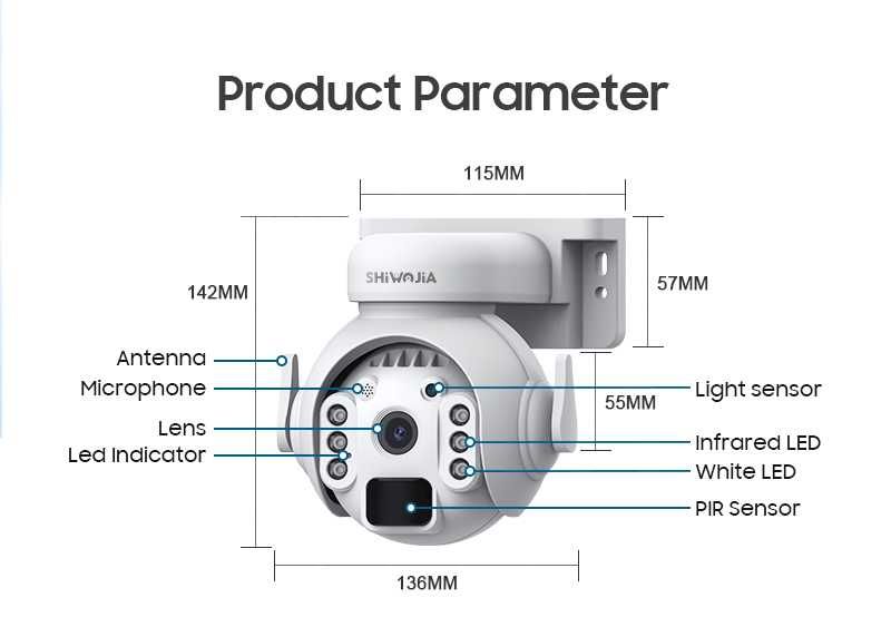 Kamera monitoringu SHIWOJIA 3K 5MP 4G SIM z panelem słonecznym