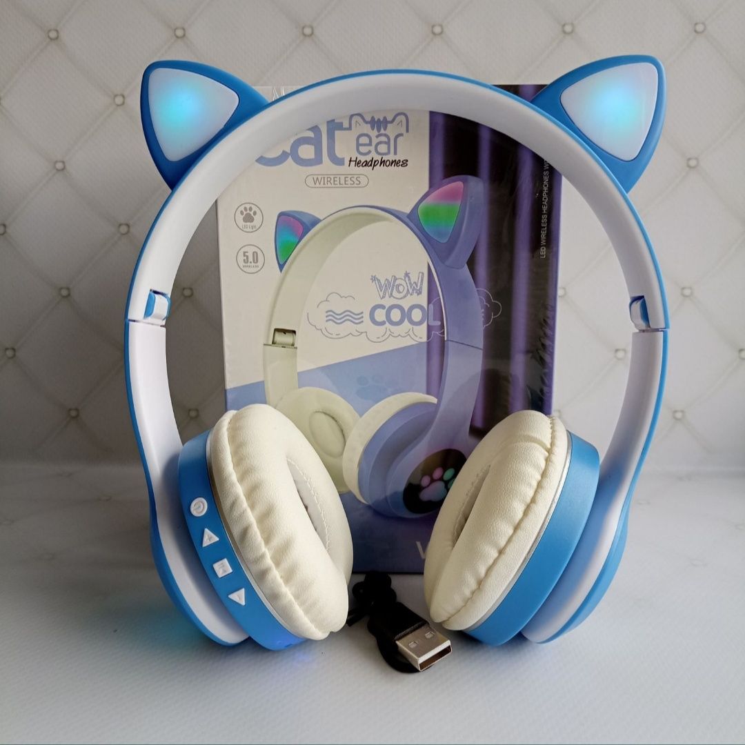 Навушники дитячі з котячими вушками Cat VZV - 23M. Наушники детские