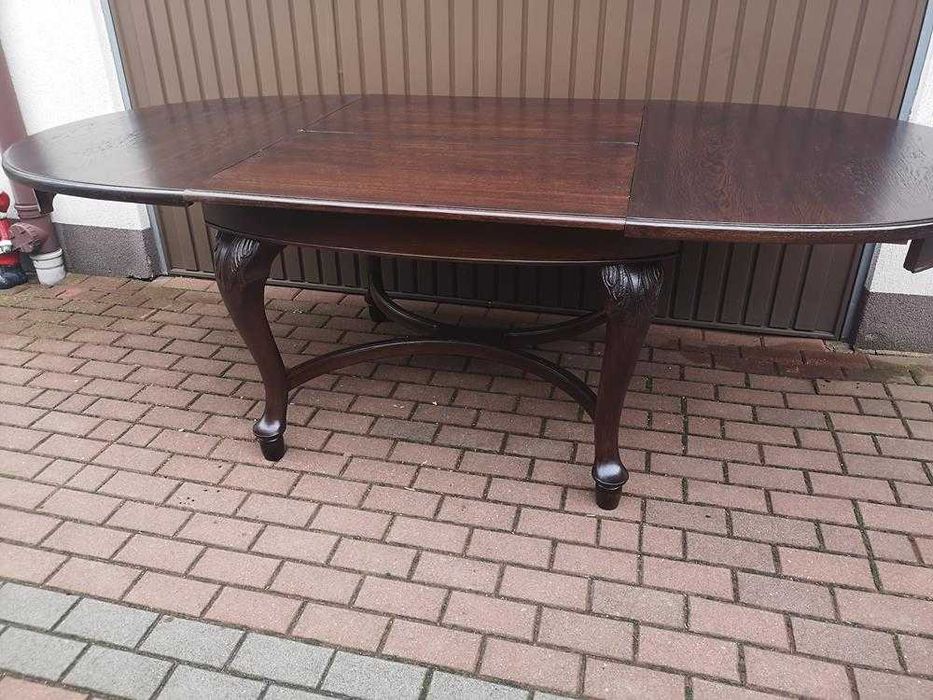 Stół Owalny Dębowy Duży Antyk Stary Rozkładany Po Renowacji.