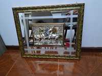 Quadro Vintage 3D/Espelho/Moldura Decorativa em Prata Arg. 925