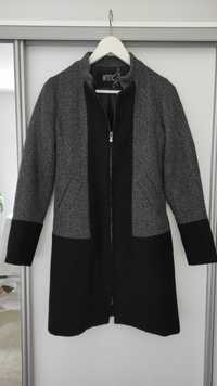 Jesienno wiosenny płaszcz modny design szaro czarny 34 36 S SX