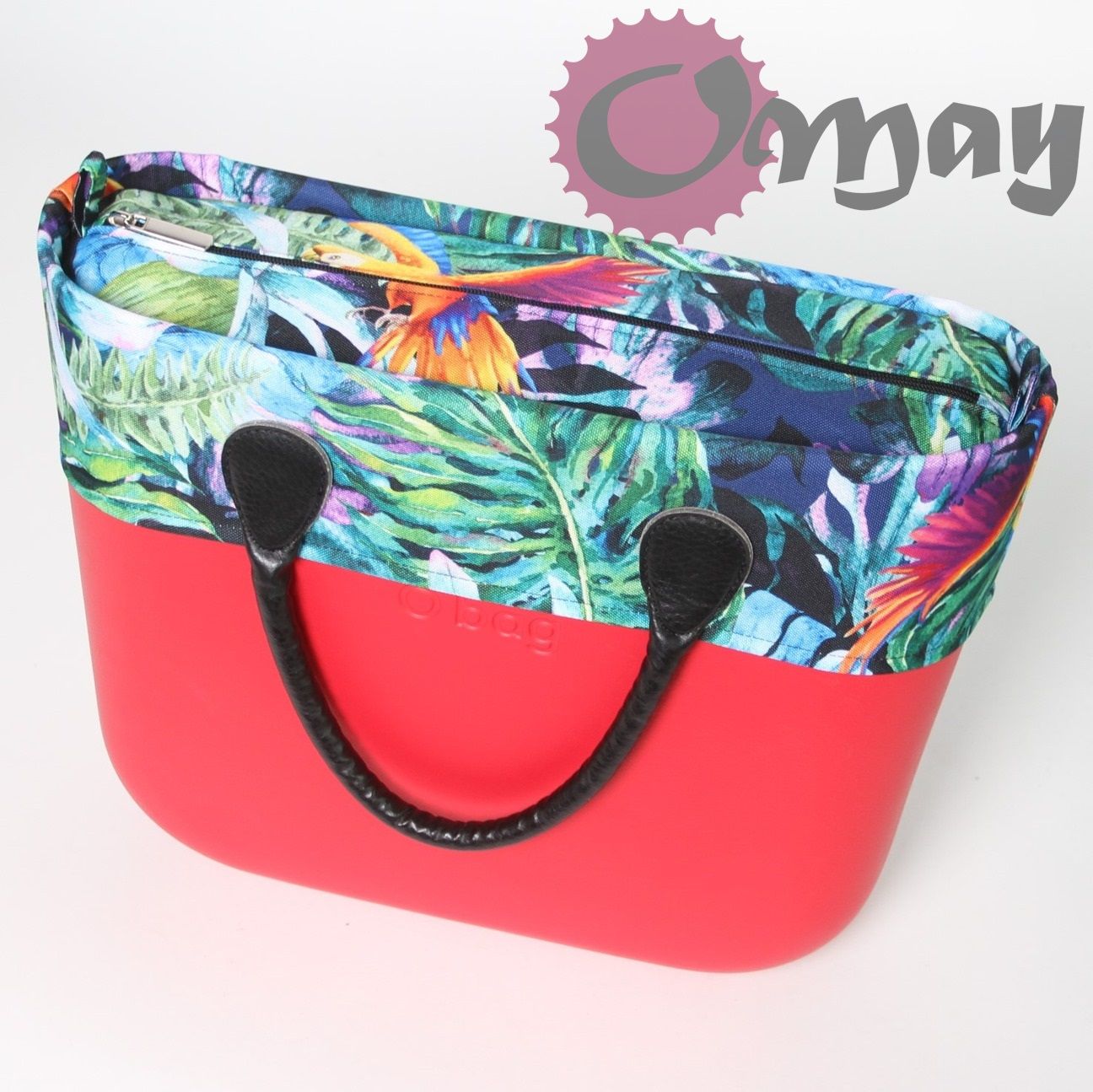 organizer OBAG STANDARD +OPASKA czarny papugi liście 2 kieszenie OMAY