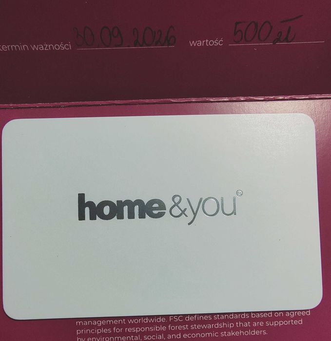 karta podarunkowa / bon home&you 500 zł
