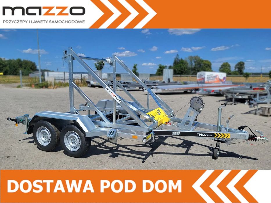 Lorries Dostawa przyczepa kablowa DMC2700kg DRUM do kabli i światłowodów SOLIDNA  Dostawa przyczepa kablowa DMC2700kg DRUM do przewozu bębnów kablowych