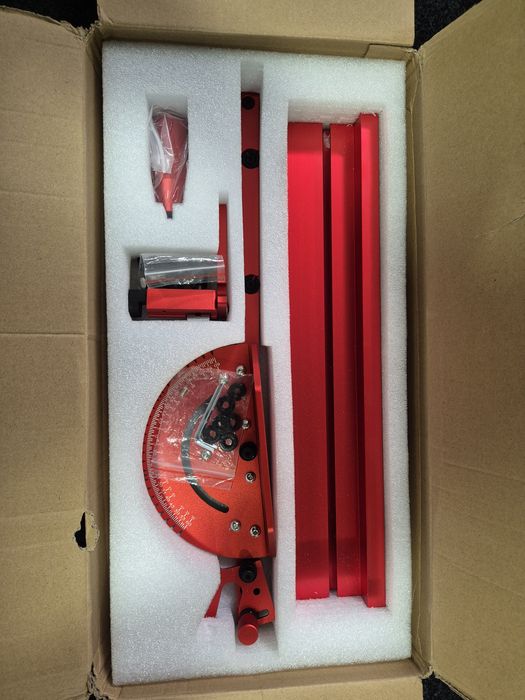 Conjunto de Medidor de Ângulo e Guia com Batente de Trilho para Serra