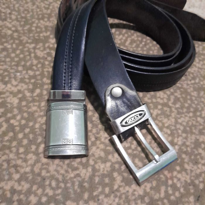 Шкіряний ремінь GUCCI (кожаный пояс) 2 шт. та 1 тканина (імпорт)