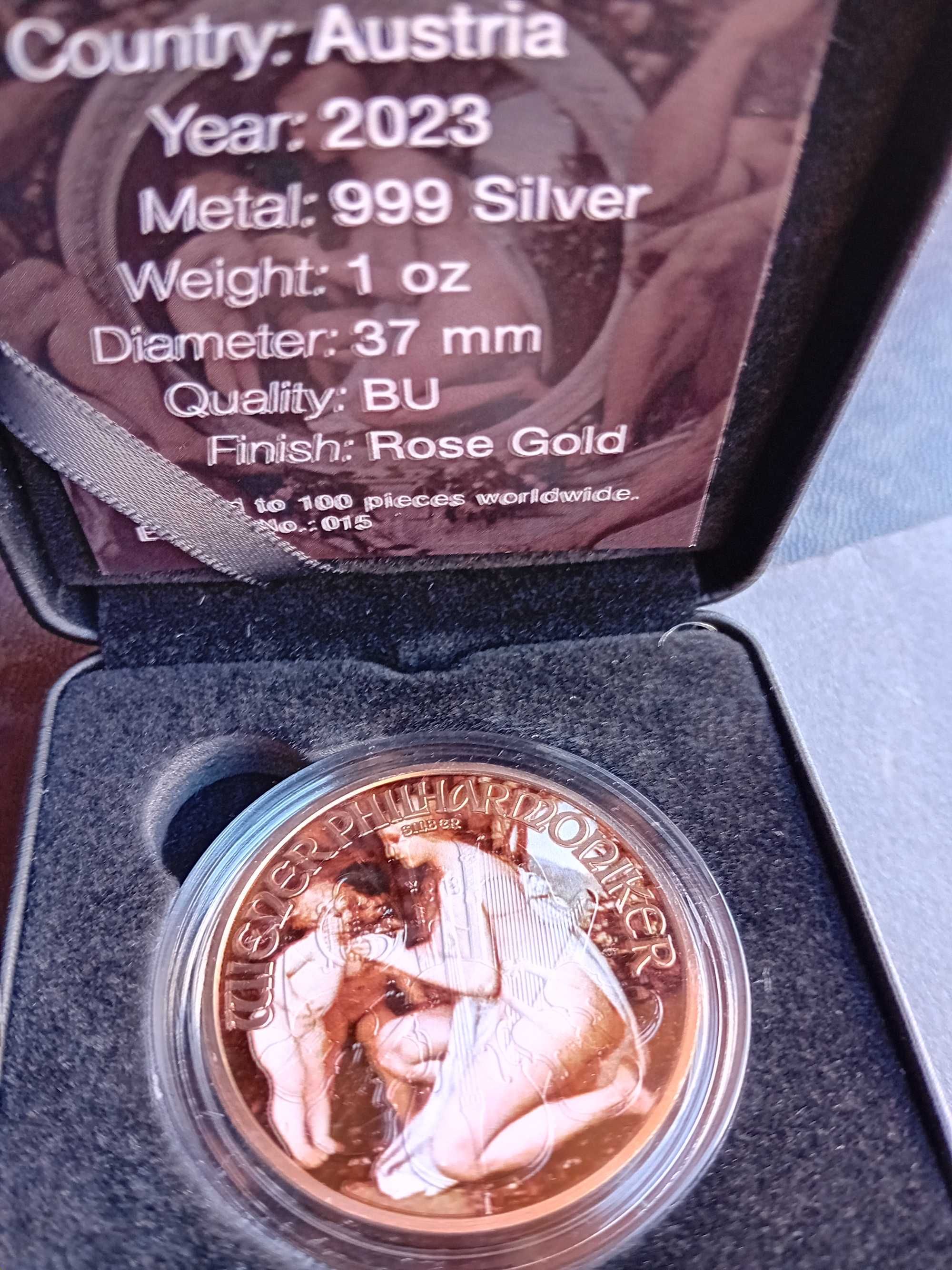MOEDA 1 1/2 euros 2023 Áustria, prata pura 1 onça 37m/m, ver descriçao