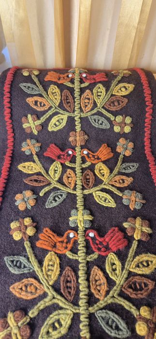 Cepelia PRL duży wełniany kilim z ptaszkami sumak
