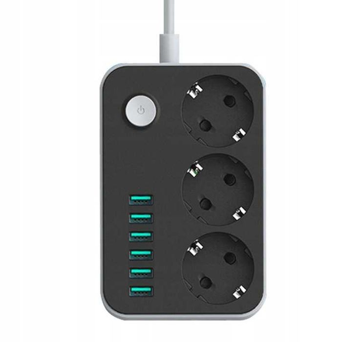 Przedłużacz listwa zasilająca 3 gniazda + 6 USB 4A