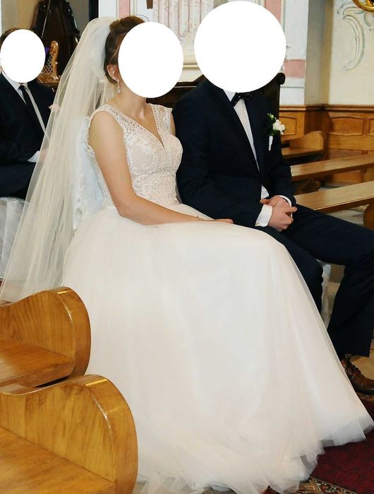 Suknia ślubna + welon r.38