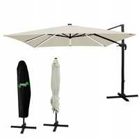 Parasol ogrodowy Roma z oświetleniem LED beżowy 300x300 cm + pokrowiec